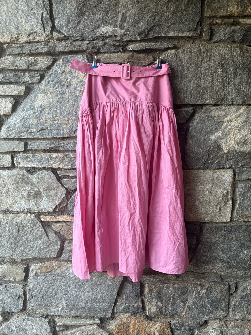 Women’s Pink drop waist Midi Skirt with Belt